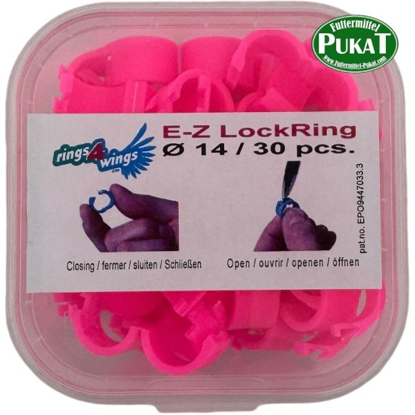 Farbringe E-Z Elastic Ringe Ø14 mm pink für Hühner 30 Stück